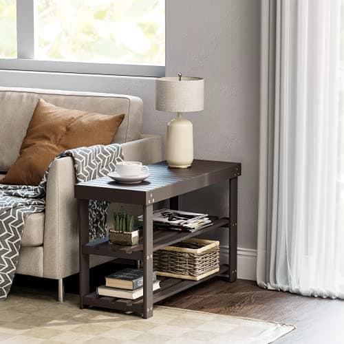 Pipishell Bamboo Shoe Rack Bench, 3 Tier Sturdy Shoe Bench, Storage Shoe Organizer, Holds up to 300lbs for Entryway Bedroom Living Room Balcony, Brown 5