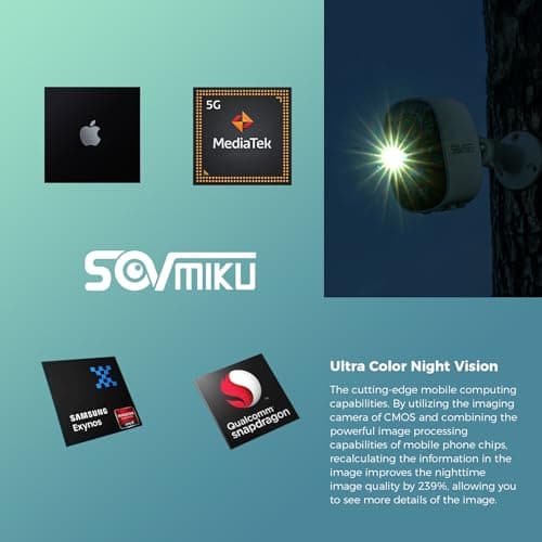 Sovmiku 2CG6 Solar Security Camera Wireless Outdoor,Battery Powered,Easy to Setup,PIR Motion Detection,Two Way Audio, Audible Flashlight Siren,2.4GHz Wi-Fi Color Night Vision, 180 Days Exchange Policy 10