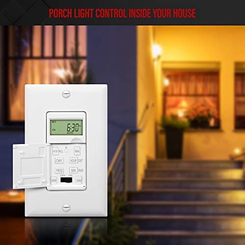 ENERLITES - HET01-C-W Programmable Digital Timer Switch for Lights, Fans, Motors, 7-Day18 ON/OFF Timer Settings, Single Pole, Neutral Wire Required, UL Listed, HET01-C, White 5