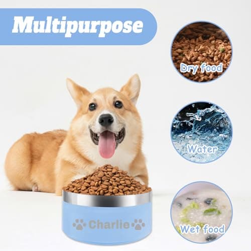 Personalized Dog Bowl with Name, Customized Stainless Steel Bowls for Dog Cat, Laser Engraved No Slip Pete Bowl for Water and Food 25oz,35oz,53oz 7
