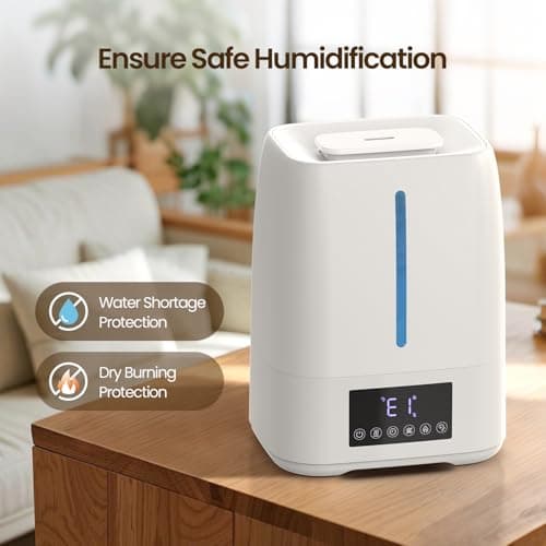 Chooone 6L Top Fill Ultrasonic Humidifier - Cool and Warm Mist for Bedroom, Baby, Large Rooms & Plants, Smart Humidity Control, Aroma Diffuser, Night Light, 12H Timer, Quiet, White 7