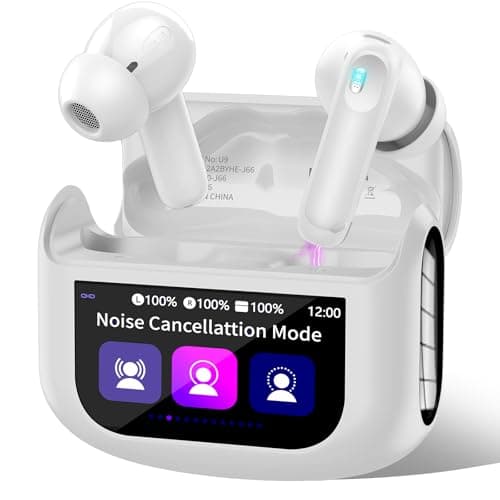 QXUFV Wireless Earbuds, Bluetooth 5.4 Headphones Multi-Function Touch Screen with 5 EQ Modes, 48H Ear Buds Bass Stereo with ANC Noise Cancelling/Transparency Mode, IPX7 Bluetooth Earbuds, Pearl White
