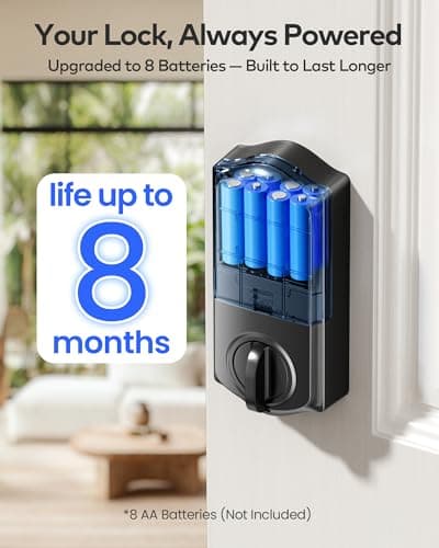 TEEHO TE012W WiFi Smart Lock, Fingerprint Door Lock with Built-in Wi-Fi, Keyless Entry Keypad Smart Deadbolt, App Remote Control, Alexa Compatible, IP55 Waterproof for Front Door – Matte Black 6