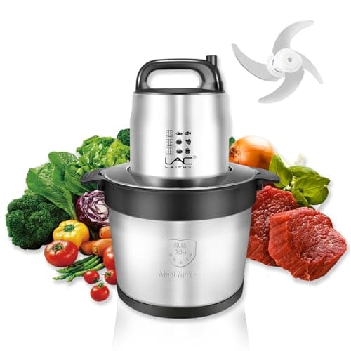 32 Cup Large Capacity Food Processors, Meat Grinder Veggie Chopper with Stainless Steel Bowl 1200W Electric,2 Speed,4 Bi-Level Bladesand Spatula for Baby Food,Meat,Onion,Vegetables,Fruits