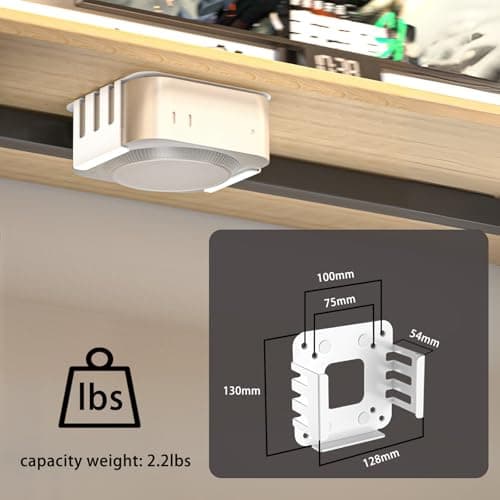 Pholiten Mount Bracket for Mac mini M4/M4Pro, Under Desk,Wall Mount or Behind Monitor, 2.2Lbs Capacity, Space-Saving Metal Holder with Precise Fit，White 2