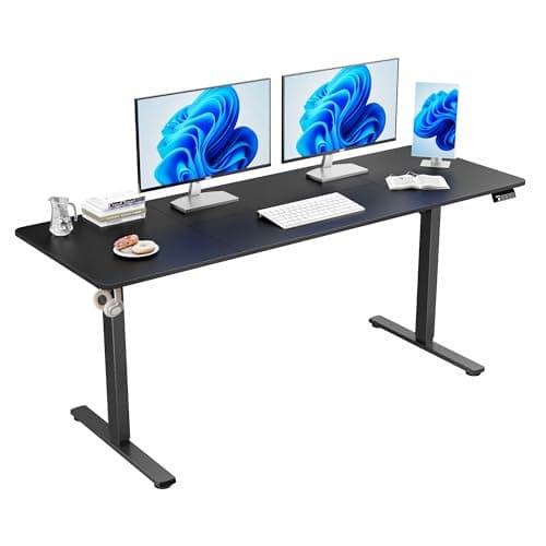 ERGOMAKER Electric Standing Desk, 67" x 23.6" Height Adjustable Sit Stand Desk with Splice Board for Home Office, Computer Table Memory Preset (Black Frame, Black Desktop)
