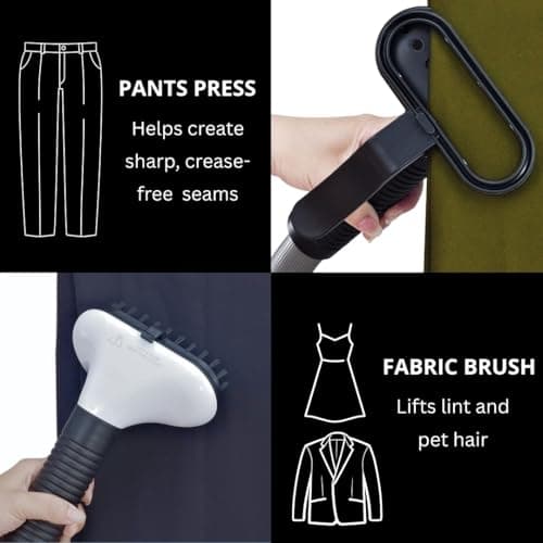 SALAV® Standing Steamer with Garment Hanger, 1.3L Water Tank for 1 Hour Continuous Steaming, Heats in 45 Seconds, Double-Insulated Steam Hose (Black, Garment Steamer) 5