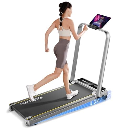 YPOO Foldable Treadmill with Incline, Walking Pad with Handle Bar 3 Level Incline, Portable Folding Treadmills for Home/Office 300 Lbs Capacity, Quiet Desk Treadmill with Remote Control & APP