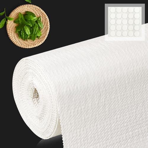 12" x 240" Shelf and Drawer Liner for Kitchen Cabinets Non-Adhesive Easy Cut Non-Slip Shelves Paper, Durable Washable Cupboards Liners Protector Cabinet Bathroom Drawers Pantry Shelving, White
