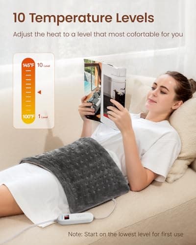 RENPHO Heating Pad for Back Pain & Period Cramps, FSA Eligible & HSA Store, Mothers Day Gifts & Birthday Gifts for Women Men,12" x24‘’ Electric Heat Pad for Neck and Shoulder, ETL Certified, Gray 5