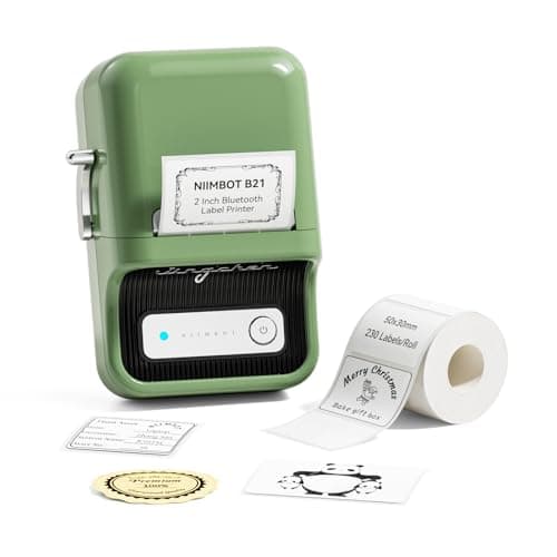 NIIMBOT B21 Label Maker Machine with Tape, 2 Inch Portable Sticker Printer Thermal Labeler for Gift Jar Candle Address Labels for Home Office Business Organization, Supports Mobile & PC, Green