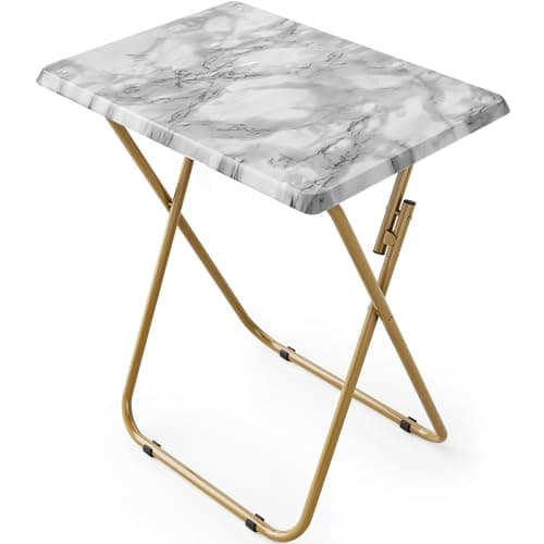 HUANUO Folding TV Tray Table -Stable Tray Table with No Assembly Required, TV Dinner Tray for Eating, Foldable Snack Tables for Bed & Sofa (Marbling) 8