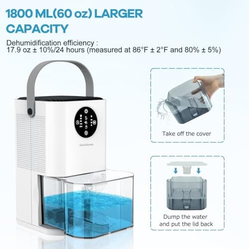 DAESUNG Dehumidifiers for Home 60 OZ, 2025 New Quiet Dehumidifier for Small Bedroom with Sleep Mode, Auto Shut Off, Timer, Portable Dehumidifier Small for Bathroom/Livingroom/RV/Closet/Camper 5