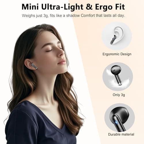 Wireless Earbuds, Bluetooth Headphones V5.4 Stereo Bass Ear Buds with ENC Noise Cancelling Mics,56H Bluetooth Earbuds with LED Display Charging Case, IP7 Waterproof Earphones for Android iOS【Mini】 5