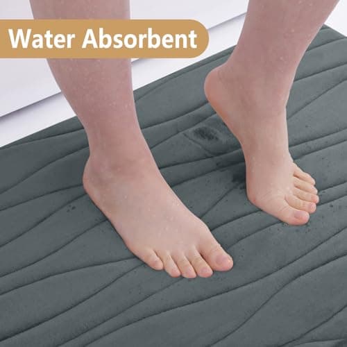 Buganda Memory Foam Bathroom Rug Mat 24x16, Extra Soft and Absorbent Bath Mats, Non-Slip and Machine Washable Bath Rugs for Bathroom Floor,Tub and Shower, Dark Grey 5