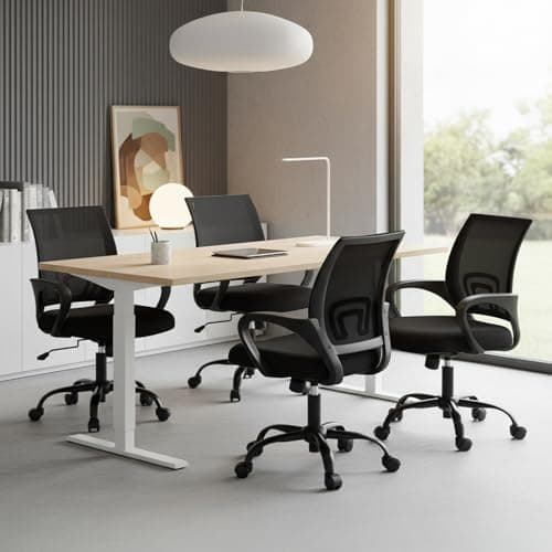 DUMOS Office Chair - Ergonomic Mid Back Mesh Desk Chair with Lumbar Support & Rocking Mode, Height Adjustable with Fixed Armrest, Computer, Gaming, Conference, 360° Swivel, Black 8