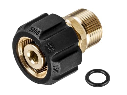 WOJET Pressure Washer Adapter, M22 15mm Female Thread to M22 14mm Male Fitting, 5000 PSI Power Washer Hose Coupler, Connect M22 14mm Quick Connect to Power Washer or Accessories with 15mm Outlet/Inlet