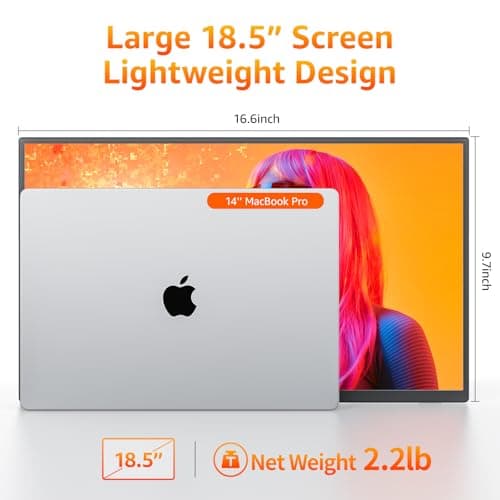 kksmart Portable Monitor 18.5 inch 1080P FHD 128% sRGB 100Hz, Travel Monitor for Laptop MacBook Surface PC Xbox PS5, HDMI Dual USB-C VESA Compatible Built-in Speaker, with Kickstand 5