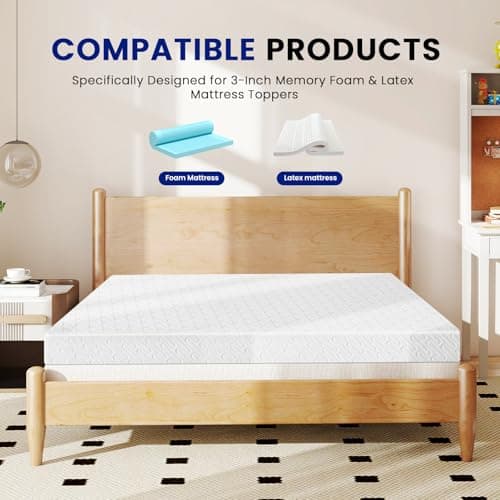 VALUXE Queen Size 3 Inch Mattress Topper Cover with Zipper Closure - Breathable Protector for 3" Memory Foam or Latex Mattress Topper (Cover Only) 5