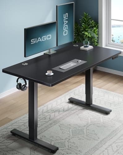 SIAGO Electric Standing Desk Adjustable - 48 x 24 Inch Sit Stand up Desk with Cable Management - 3 Memory Preset Adjustable Height Table