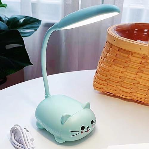Yinhamnl LED Desk Lamp，Mini Cat Night Light, Portable LED Table Light, Cute Foldable USB Rechargeable Reading Light Bedroom Children's Bedside Study (Blue)