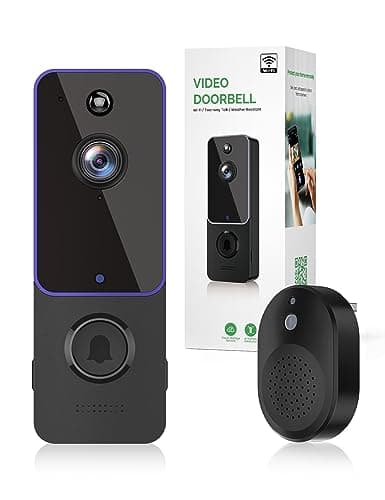 BITEPASS Doorbell Camera Wireless, Smart Video Cam with Chime, AI Human Detection, Two Way Audio, HD Live View, Night Vision, 2.4G WiFi Only, Cloud Storage, Indoor Outdoor Surveillance