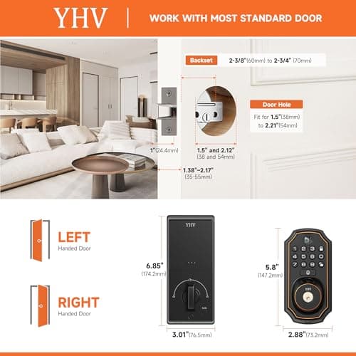 YHV Keyless Entry Door Lock with Camera Fingerprint Smart Door Lock with App Remote Control, Wi-Fi Connected Electronic Keypad Code Deadbolt Auto Unlock for Front Door 8