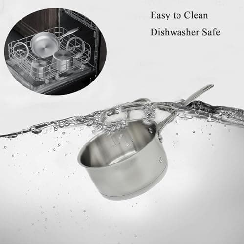 MAGGOPAN Stainless Steel Saucepans Impact Bonded Right Angles SS Saucepan 3.3QT 20cm 7