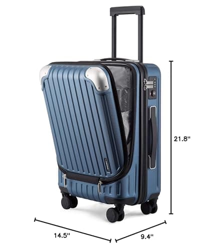 LEVEL8 Grace Carry on Luggage 22x14x9 Airline Approved, 20 Inch Hard Shell Suitcases with Spinner Wheels, Abs+Pc Hard Case Luggages with Tsa Lock for Airplane, Blue 9