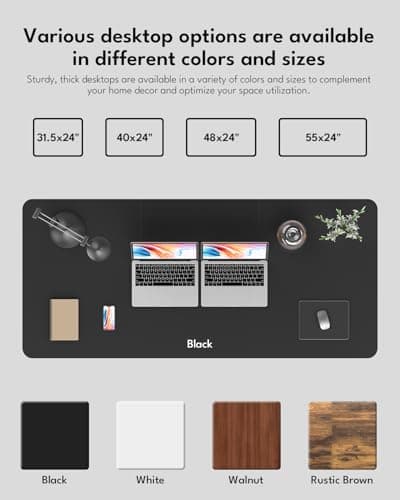 Zontera Standing Desk, Height Adjustable Electric Stand up Desk, 55 x 24 Inches Sit Stand Home Office Desk with Splice Board, Black Frame/Black Top 5