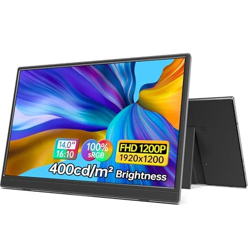 ForHelp 14 Inch Portable Monitor FHD1200P Ultra-Slim for Laptop Monitor, USB-C&HDMI Plug&Play,100% SRGB,Dual Speakers Extender Display. Built-in Stand,for Laptop,PC Phone Xbox PS4/5