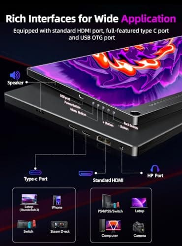 UPERFECT Truely 4K Computer Monitor, 15.6" UHD FreeSync 100% AdobeRGB 450 Nits Brightness HDR IPS Speaker Eye Care Game Display 2 Type-C Full HDMI for Laptop Phone, VESA & Smart Case 5