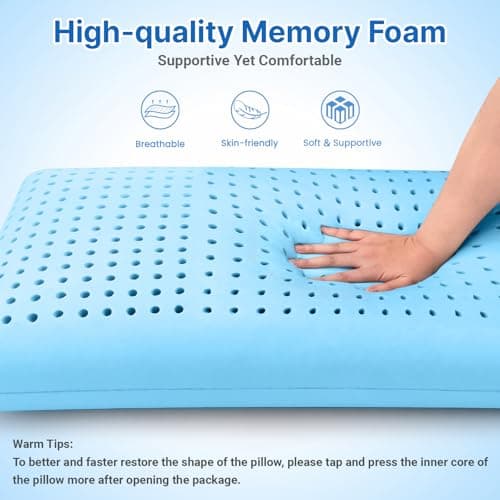 TranquilMoments Memory Foam Pillows, Bed Pillow for Side,Back and Stomach Sleepers,Neck Pillow for Sleeping with Removable and Machine Washable Cover, Standard Size (1 Pack) 5