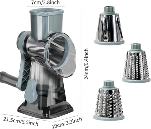 YOUCZON Rotary Cheese Grater Multi-Purpose Stainless Steel Cheese Shredder - Cheese Grater With Handle Effortless Grating of Carrots, Potatoes, Vegetables, and Fruits (blue) 5