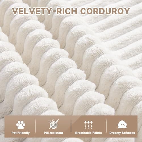 HUATEAN 108” Modular Sectional Sofa, Cloud Sectional Couch with Deep Seat, Modern Modular L-Shape Sofa Couch with Chaise,Upholstered Couches for Living Room Bedroom (Corduroy,Lvory) 7