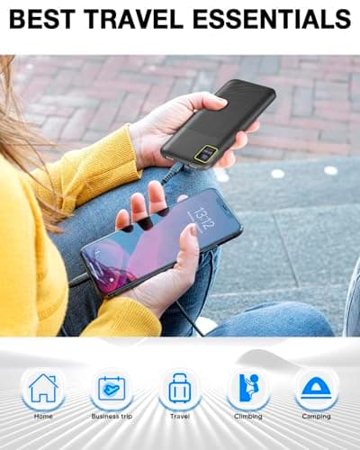 YUMGOOD 2-Pack Portable Charger, 10000mAh Power Bank with USB-C Input & Output, 22.5W Fast Charging Battery Pack with LED Display, Compact External Battery, PD & QC 3.0 Compatible with iPhone 17/16/15 7