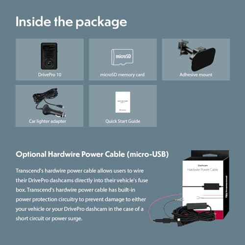 Transcend DrivePro Dash Cam Front, 1440P 2K QHD Dash Camera for Cars, 64GB Card Included, with Super Night Vision/Wi-Fi/WDR/G-Sensor/Exclusive App/High-Sensitivity Image Sensor, Support 512GB Max 10