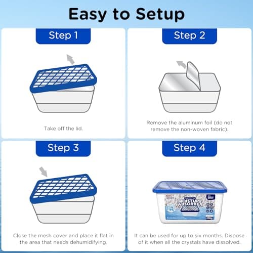 W&E Choice Moisture Absorbers, Portable Humidity Absorber Boxes for Your Bathroom, Closet & Car, Dehumidifier with Fragrance Free, 6 Pack 9