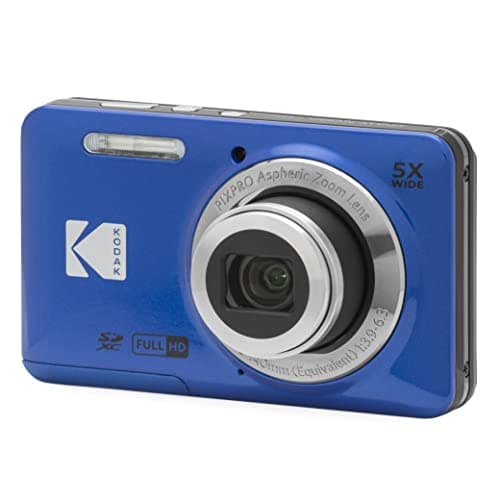 Kodak PIXPRO FZ55 Digital Camera, Compact Point & Shoot with 16MP Sensor, 5X Optical Zoom, 28mm Wide Angle, 1080p Video, Blue