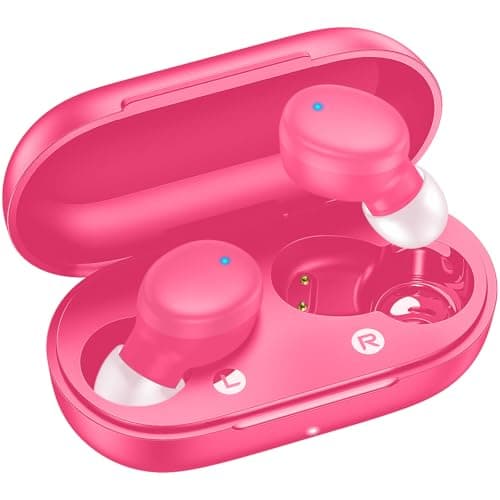 kurdene Wireless Earbuds Bluetooth 5.3 in Ear Buds Light-Weight Headphones,Deep Bass Sound,Built-in Mics Headset,Clear Calls Earphones for Sports Workout Hot Pink