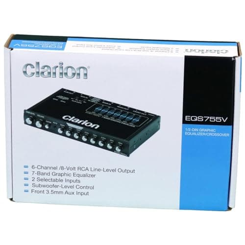 Clarion EQS755V 7-Band Car Audio 1/2-DIN Size Car Graphic Equalizer/Crossover with Front 3.5mm Auxiliary Input, Rear RCA Auxiliary Input and High Level Speaker Inputs 5