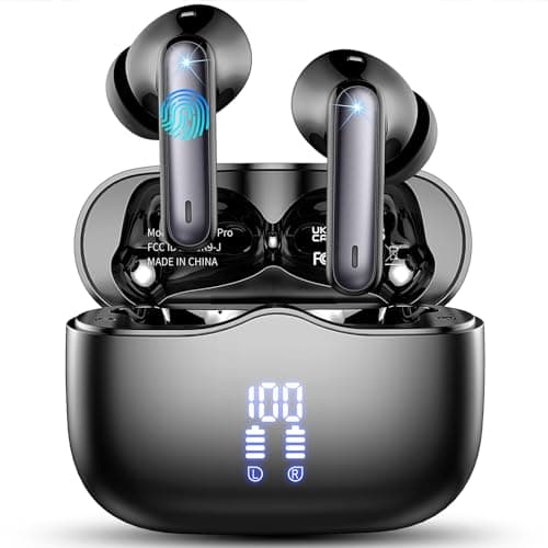 Wireless Earbuds, Bluetooth 5.3 Headphones in Ear with HiFi Stereo Deep Bass, 4 ENC Noise Cancelling Mic Wireless Earphones 40H Playtime, in-Ear Earbud Bluetooth Dual LED Display IP7 Waterproof, USB-C