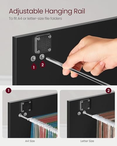 VASAGLE 2 Drawers File Cabinet with Lock, Printer Stand, Office Filing Cabinet Organizer, for A4 and Letter Size Documents, Ink Black UOFC061B16 5