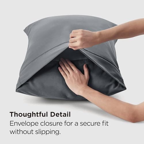 Bedsure Pillow Cases Standard Size Set of 2 - Dark Grey Brushed Microfiber Pillowcases, Super Soft and Cozy Pillow Case Covers with Envelope Closure, Wrinkle, Fade and Stain Resistant, 20x26 Inches 6