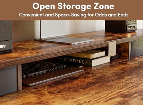 BANTI 55x24 Inch Electric Standing Desk with Double Drawers, Adjustable Height Stand Up Desk, Sit Stand Home Office Desk with Storage Shelf, Vintage Brown Top 8