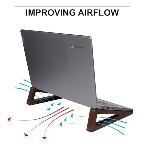 S&A WOODCRAFT Wooden Laptop Stand, Portable Desk Laptop Holder for Tablet with Carry Pouch, Compact Travel Laptop Stand with Protective Silicone Pads, Suitable for Laptops and Tablets 6