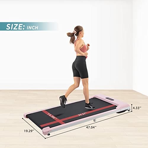 Merax Under Desk Treadmill Quiet, 2 in 1 Walking Pad Treadmills Under Desk for Office Home Use, Portable Treadmills with Remote Control, LED Display for Walking and Jogging, Pink 7