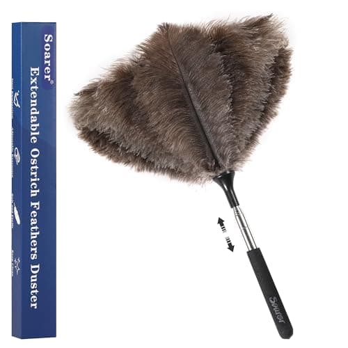 Soarer Extendable Ostrich Feather Duster - 40 inches Fluffy Long Handle Reusable Feather Duster for Cleaning Ceiling Fan,Pendant lamp, High Ceiling, Blinds, Furniture 7