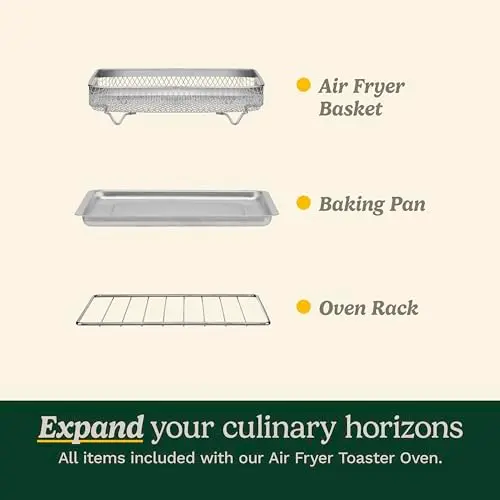 Cuisinart Compact Air Fryer Toaster Oven, Stainless Steel Fryer with 6-in-1 Functions, Adjustable Temperature, Includes Oven Rack, Baking Pan and Air Fry Basket, TOA-26 6