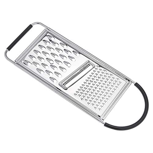 Amazon Basics Cheese Grater with Handle, Stainless Steel Zester, Easy to Clean, Dishwasher Safe, Rectangular, Non-Slip, Multifunction Tool for Kitchen Prep, Vegetables, Black